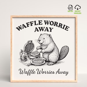 Beaver Waffle PNG – Funny Retro Beaver Clipart, 300 DPI Transparent PNG, Digital Download for T-Shirts & Mugs