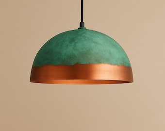Handmade Green Patina Light , Hanging Dome Lamp , Copper Dome Pendant Lamp, kitchen island Light,Copper Dome Lamp