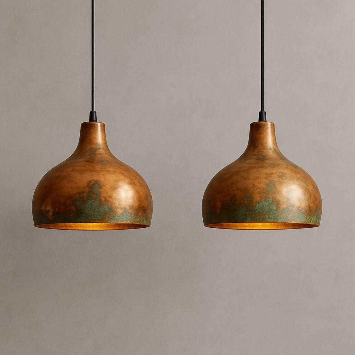 Rustic Copper Lights Copper Dome Pendant Light: Rustic Farmhouse Patina Chandelier - Etsy