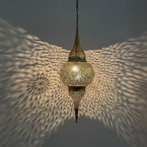 Moroccan Brass Pendant Light: Handmade Exotic Lamp, 45cm