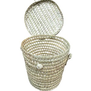 Woven wicker toy box - Rattan palm storage trunk and storage basket