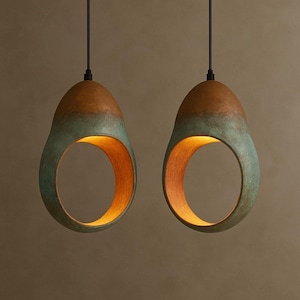 Set of 2 Oxidized pendant Copper Patina Light,Copper Patina Lamp, Hanging Pendant Lighting, Kitchen Island Lighting, Ceiling Light Fixture