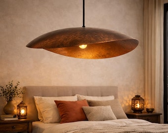 Handmade Moroccan Copper Pendant Light – Rustic Boho Ceiling Lamp