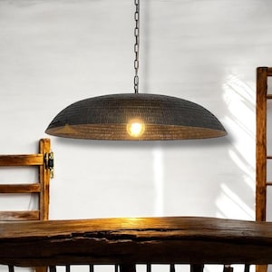 Hammered Brass Dome Pendant Light: Moroccan Rustic Ceiling Lamp