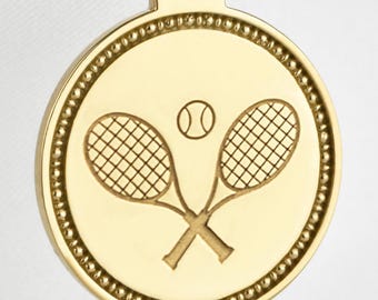 14K Solid Gold Tennis Racket Necklace: Personalized Sports Pendant