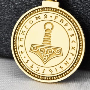 14K Solid Gold Thor’s Hammer Pendant, Viking Jewelry, Norse Mythology Charm, Scandinavian Necklace, Mjölnir Medal, Handmade Nordic Necklace