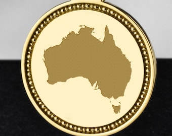 14K Solid Gold Australia Map Necklace, Oceania Travel Gift