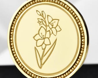 14K Solid Gold Gladiolus Necklace: August Birth Flower Pendant