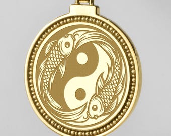 Sterling Silver Yin Yang Koi Necklace, Japanese Harmony Pendant
