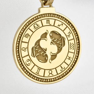 Srebrny naszyjnik z Rybami, wisiorek z Rybą Zodiaku, spersonalizowany urok horoskopu, biżuteria ze znakiem zodiaku, medal astrologiczny, prezent ze znakiem marca