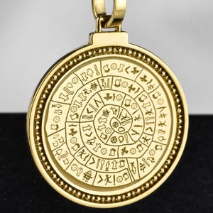 Sterling Silver Greek Phaistos Disc Pendant, Engraved Phaistos Necklace, Personalized Ancient Greek Charm, Ancient Greek Phaistos Jewelry