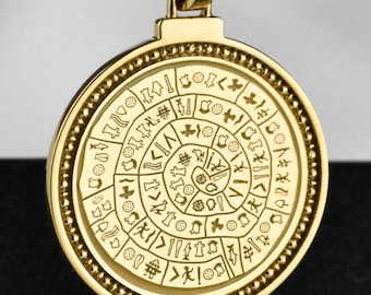 Sterling Silver Phaistos Disc Pendant: Engraved Ancient Greek Jewelry