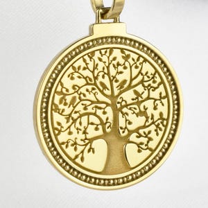 14K Solid Gold Tree Pendant, Tree of Life Medal,  Family Tree Jewelry, Tree of Life Gift, Life Tree Necklace, Women Charm, Tree Charm