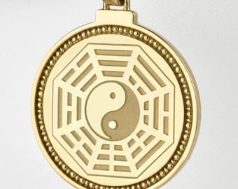 Collar Yin Yang de plata esterlina: amuleto taoísta Bagua Feng Shui