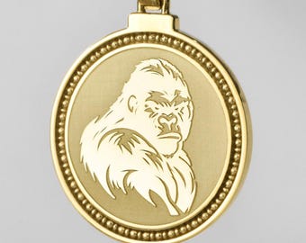Sterling Silver Gorilla Pendant Necklace: Wildlife Primate Charm