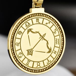 Srebrny naszyjnik Strzelec, wisiorek z łukiem i strzałą zodiakalną, zawieszka z horoskopem astrologicznym, medal ze znakiem łucznika, spersonalizowany prezent urodzinowy