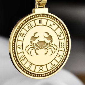 Srebrny naszyjnik z Rakiem, wisiorek ze znakiem zodiaku Rak, spersonalizowana biżuteria z Rakiem, urok astrologii horoskopu, prezent urodzinowy ze znakiem wodnym