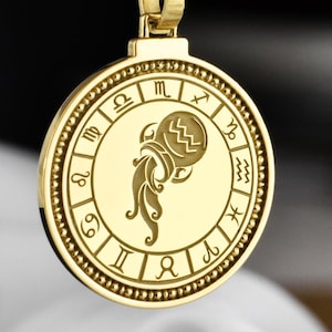 Sterling Silver Aquarius Zodiac Necklace: Personalized Astrology Pendant