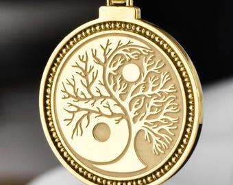 Sterling Silver Yin Yang Tree of Life Pendant: Spiritual Zen Jewelry