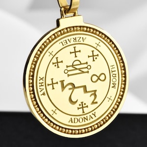 Sterling Silver Azrael Seal Necklace, Archangel Sigil Pendant, Personalized Occult Jewelry, Spiritual Protection Charm, Mystical Gift Amulet