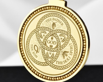 Sterling Silver Holy Trinity Necklace, Shield of Trinity Pendant, Scutum Fidei Medal, Christian Protection Jewelry, Religious Baptism Gift