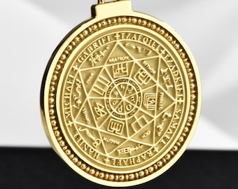 Sterling Silver Seven Archangels Medallion: Seal of Solomon Amulet