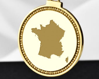 Sterling Silver France Map Necklace, Travel Pendant, European Gift