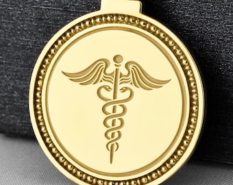 14K Solid Gold Caduceus Halskette: Medizinisches Schmuck Geschenk