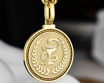 Collar con colgante de farmacéutico en plata de ley, colgante de cuenco de farmacia