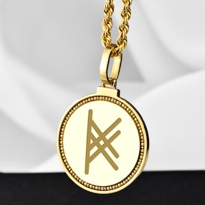 Sterling Silber Ogham IA Halskette, altes keltisches Alphabet Anhänger, irische Schrift Schmuck, Ogham Symbol, gälischer Buchstabe Charm, Erben Medaille