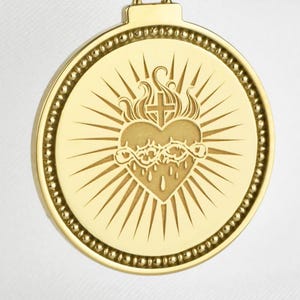 Sterling Silver Flaming Heart Necklace, Sacred Heart of Jesus Pendant, Christian Jewelry, Catholic Heart Charm, Personalized Religous Gift,
