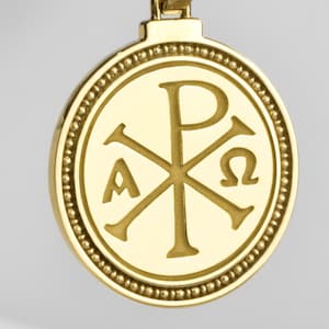 Sterling Silver Chi Rho Necklace: Byzantine Christogram Pendant