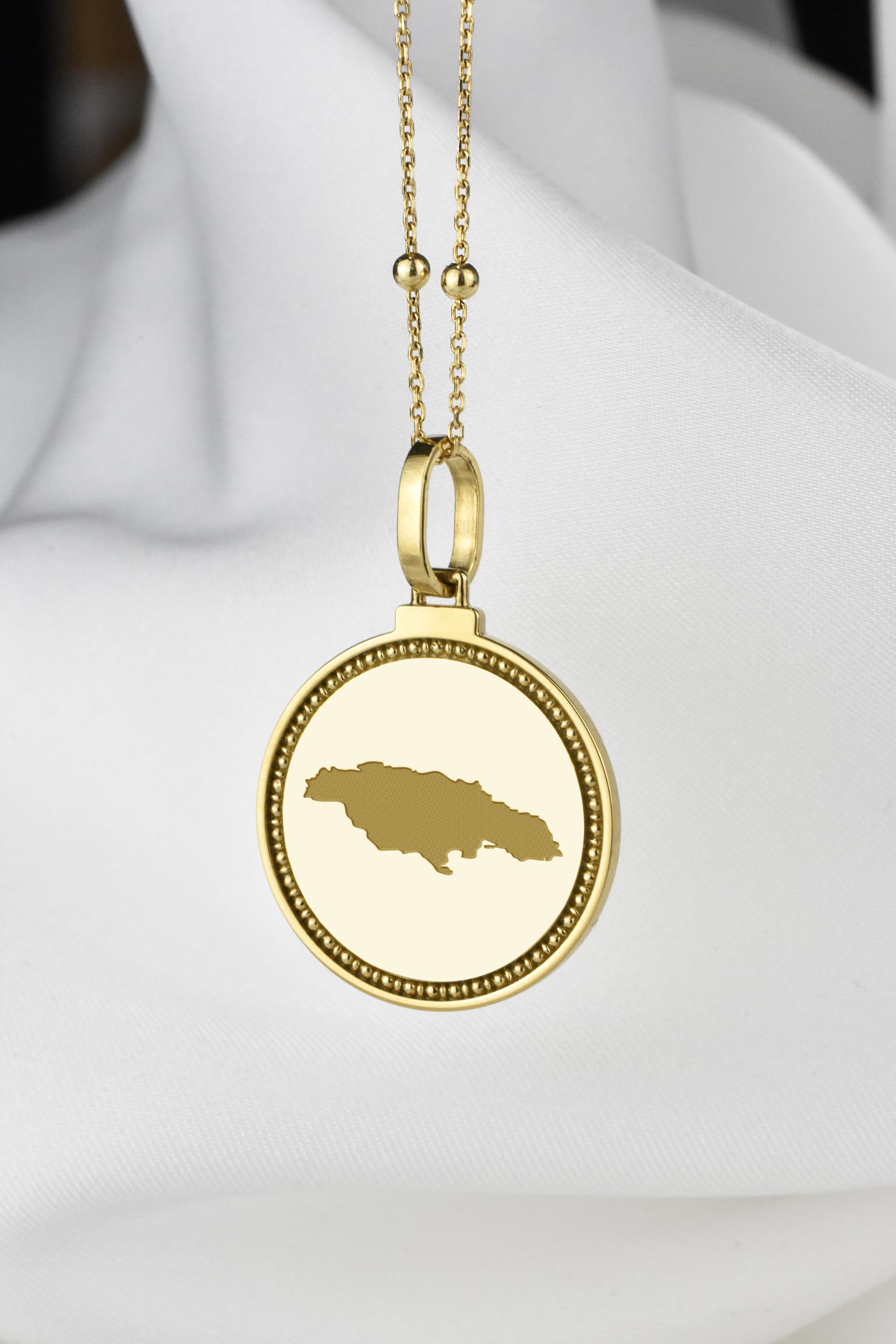 Pendant Necklaces Jamaica Outline Map