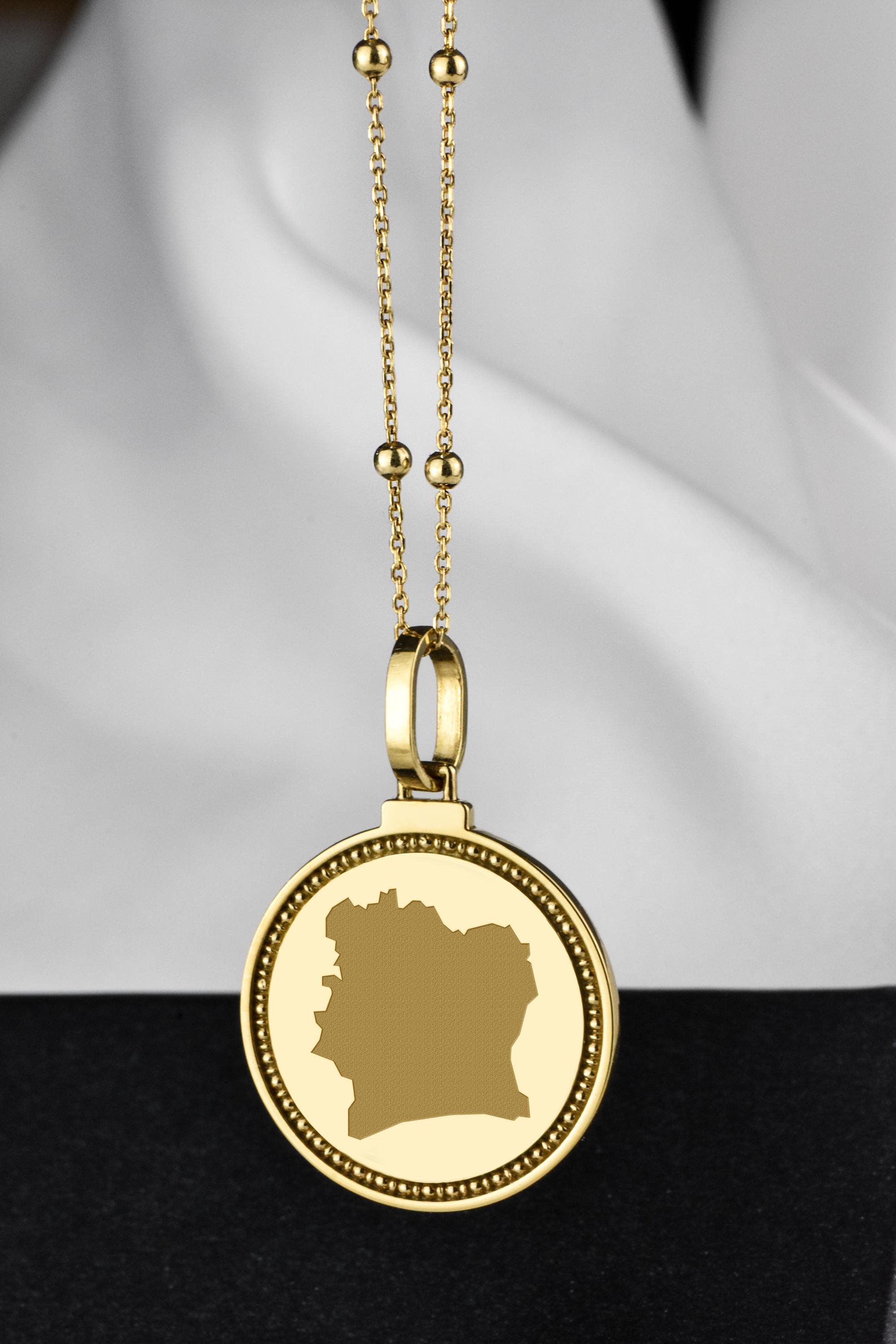 2010’s★ インド特殊国境部隊フロンティア軍★ Vajra Necklace 14K Solid Gold Côte D'ivoire Map Necklace, Africa Pendant - Etsy
