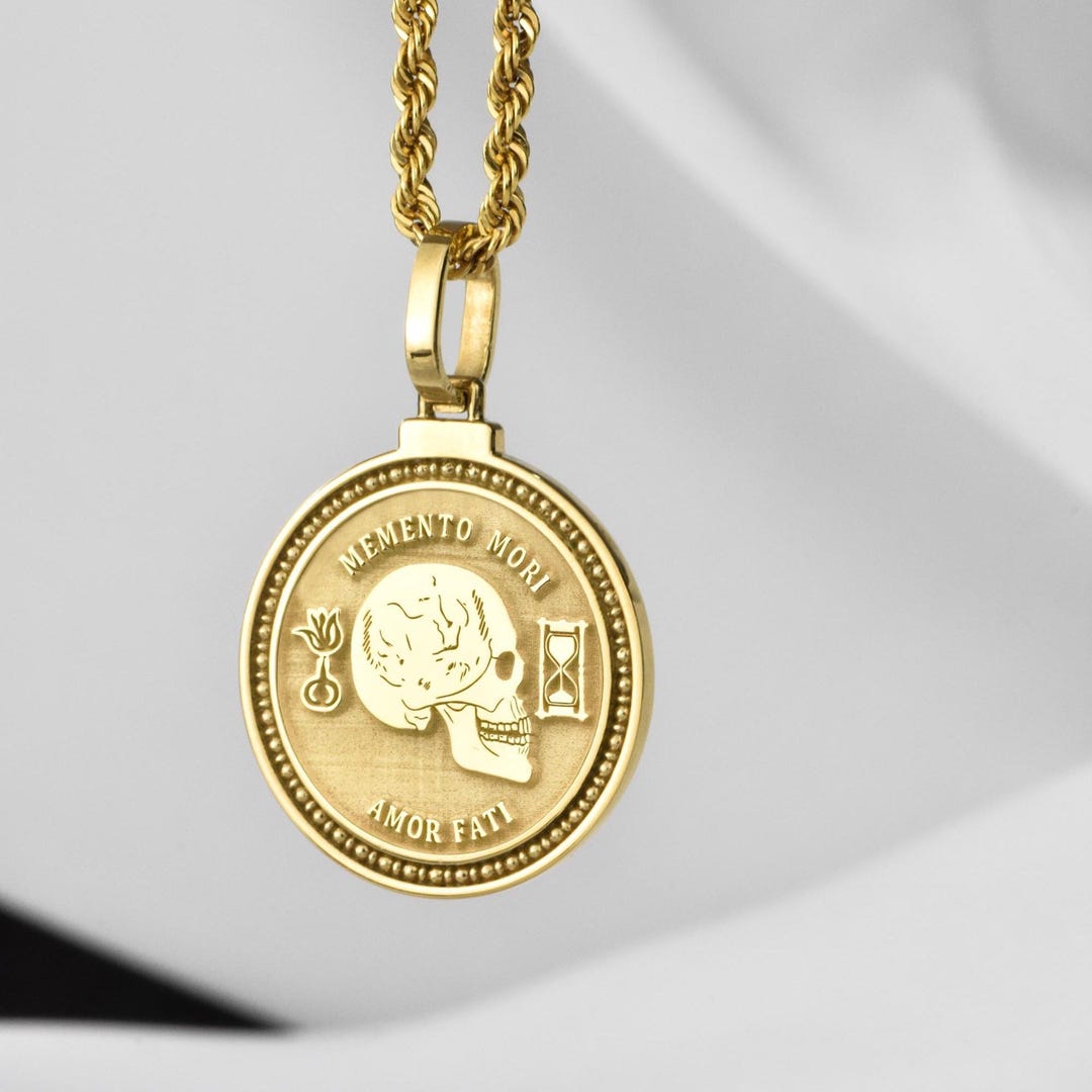 Sterling Silver Memento Mori Necklace: Amor Fati Coin Pendant - Etsy