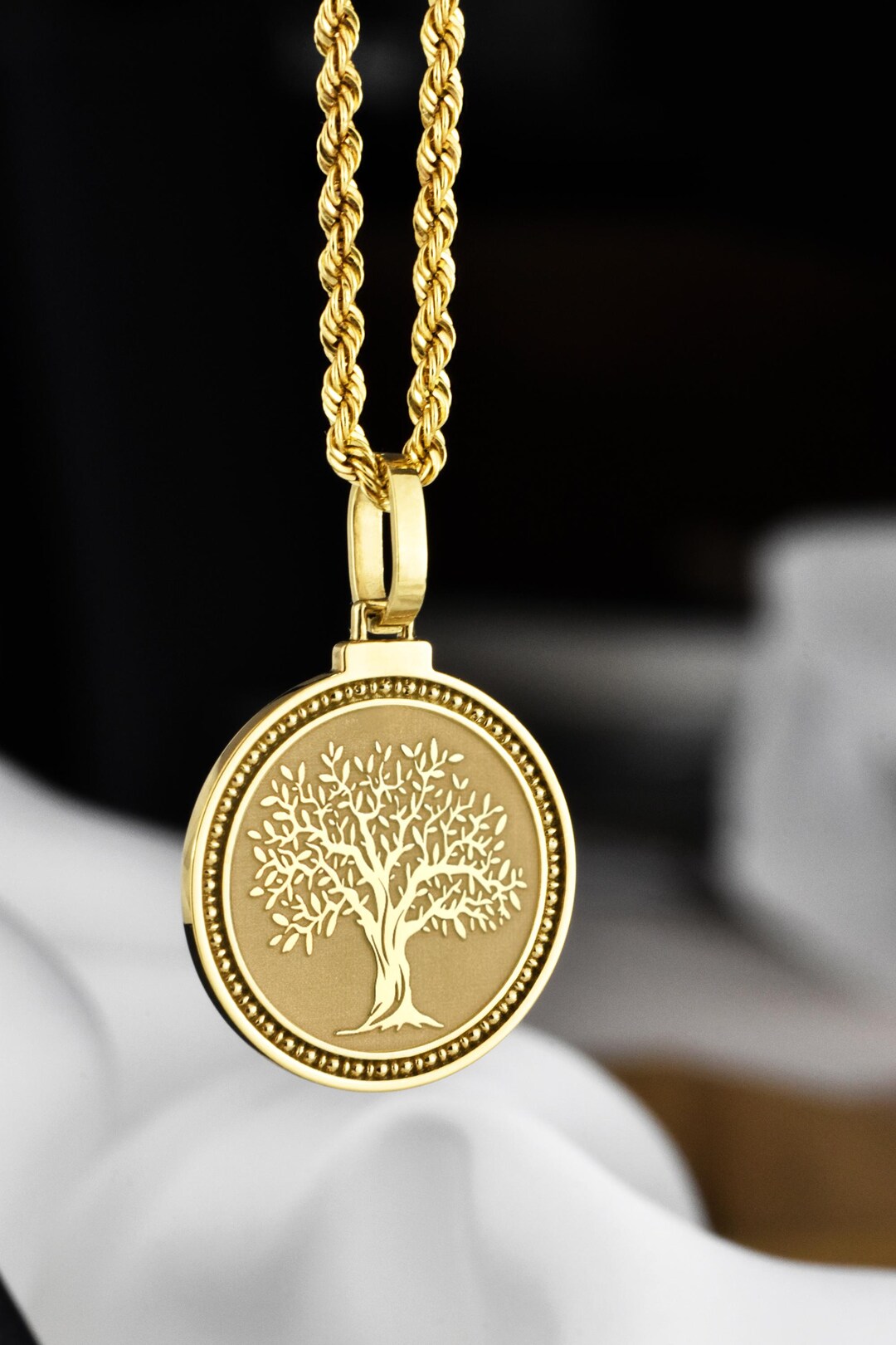 14K Solid Gold Tree of Life Necklace - Personalized Family Tree Pendant ...