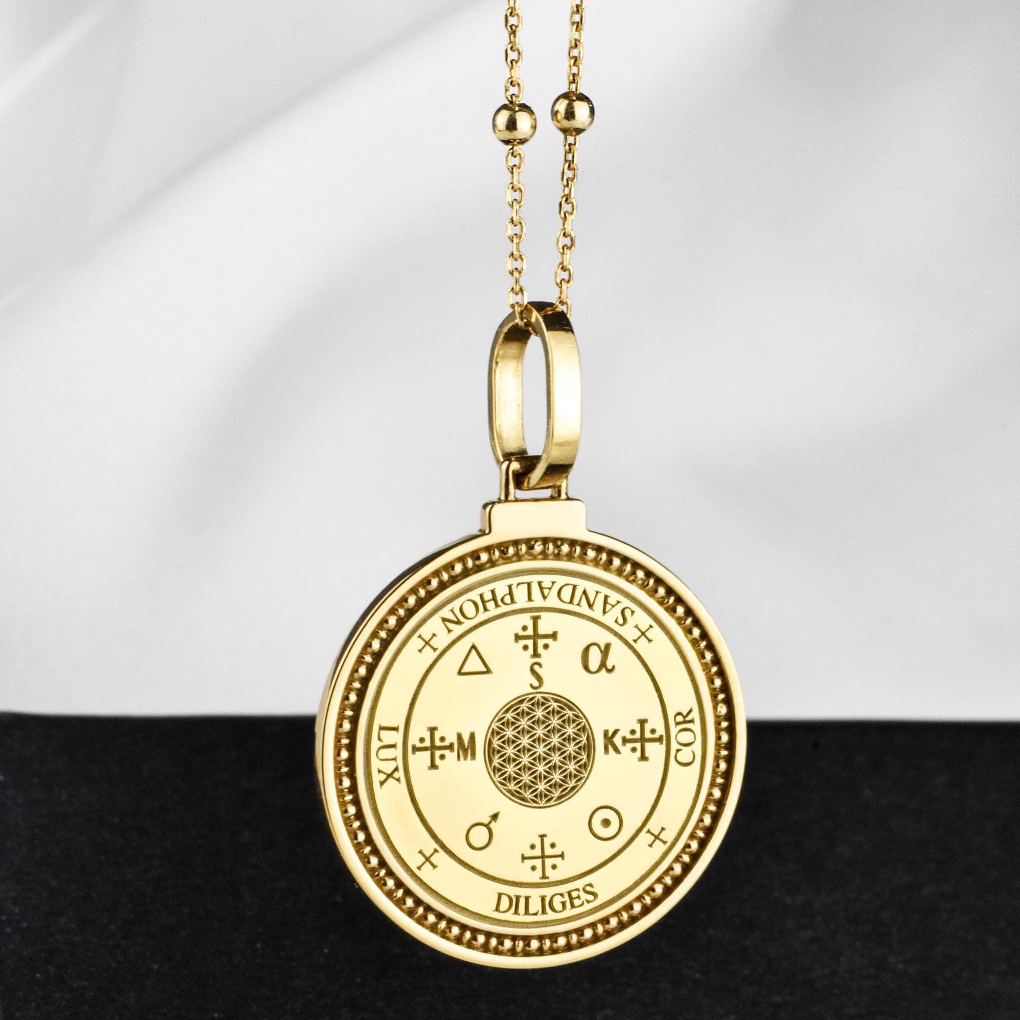 Sterling Silver Sandalphon Seal Necklace: Sacred Geometry Amulet