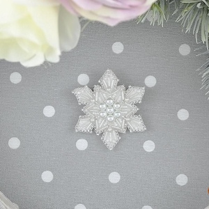 Bead embroidery kit &quot;Snowflake&quot; brooch, DIY jewelry making kit, Wonderfull bead brooch embroider, Incredible gift for her