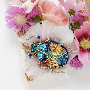 Beaded Brooch Kit &quot;Azurit&quot; brooch, DIY jewelry making kit, Wonderfull bead brooch, Gift for her, Beaded Embroidery Kit, Handmade Brooch