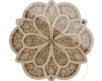 Caja organizadora de madera para cuentas con imán de aguja "Mandala de flores", bandeja de madera para cuentas con tapa, accesorio para abalorios, estuche de madera, herramientas para abalorios