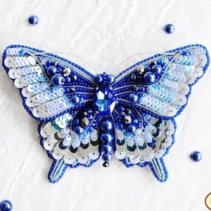 Bead embroidery kit &quot;Blue Butterfly&quot; brooch, DIY jewelry making kit, Wonderfull bead brooch embroider, Incredible gift for her