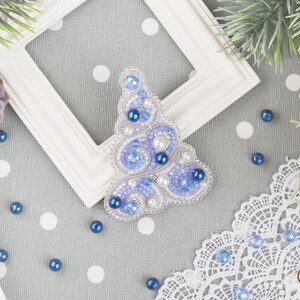Bead embroidery kit &quot;Frosty Christmas tree&quot; brooch, DIY jewelry making kit, Wonderfull bead brooch embroider, Incredible gift for her