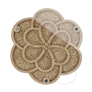 Trälåda för pärlor med nålmagnet "Blomma", Träpärlbricka med lock, pärlbroderitillbehör, Träfodral, Pärlask, Pärlverktyg