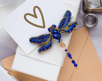 Beaded Brooch Embroidery Kit Dragonfly , Complete DIY Kit for Adults, Insect Brooch Pattern, Handmade Brooch, DIY Bead Embroidery Kit