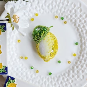 Bead embroidery kit brooch &quot;Lemon&quot;, DIY jewelry making kit, Wonderfull bead brooch, embroider incredible gift for her