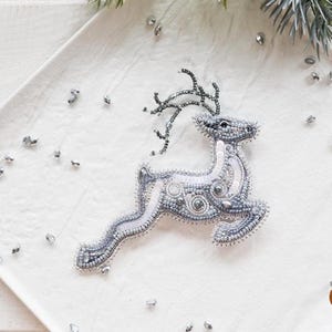 Bead embroidery kit &quot;Deer&quot; brooch, DIY jewelry making kit, Wonderfull bead brooch embroider, Incredible gift for her