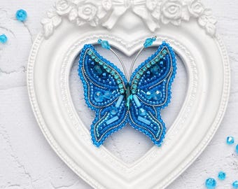 Bead embroidery kit "Mysterious butterfly" brooch, DIY jewelry making kit, Wonderfull bead brooch embroider, Incredible gift for her
