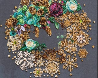 Bead embroidery kit "New Year's wreath", DIY Christmas beaded wreath, Embroidery kit, Wreath embroidery, DIY  Christmas decor, GIFT