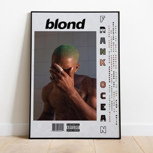 Póster de Frank Ocean / Póster de Blonde / Impresiones de pósteres de álbumes / Pósteres de decoración de pared / Portada de álbum / Póster de música R&B