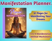 Manifestation Planner PDF | 61-Page Printable Law of Attraction Journal | Gratitude, Vision Board, Mindset & Goal Setting Worksheets